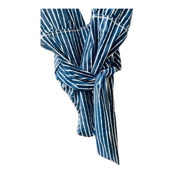 Hayden Los Angeles Bathing Suit Vertical Blue White Stripes Deep V Plus Size 2XL - Picture 5 of 10